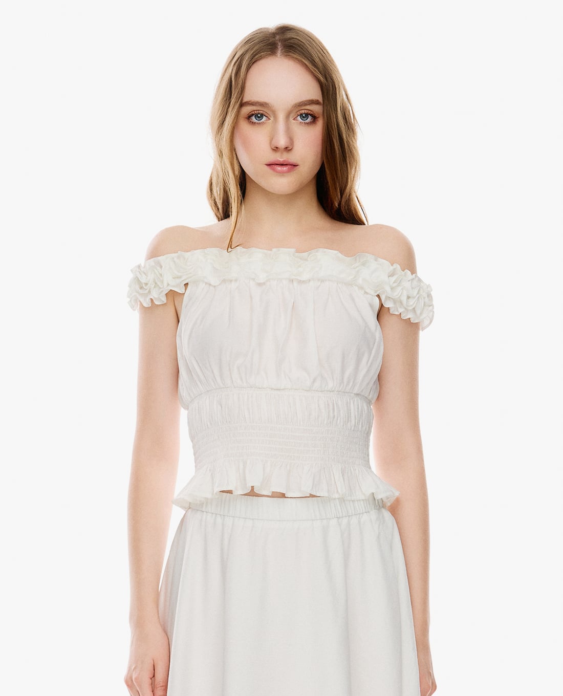 GIGI - Áo trễ vai nhún bèo phom ôm