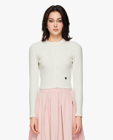  GIGI - Áo khoác cardigan nữ cổ tròn tay dài phom croptop 