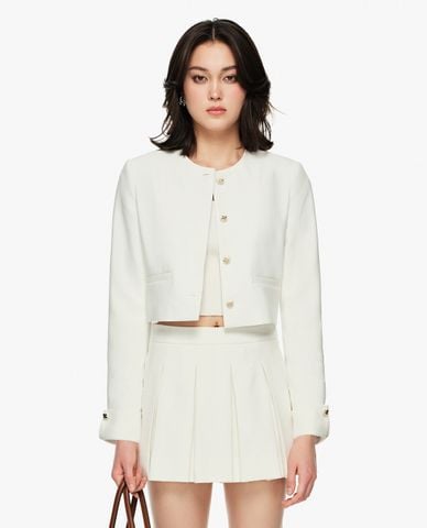  GIGI - Áo khoác blazer nữ cổ tròn phom croptop 