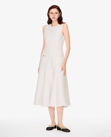  GIGI - Đầm sát nách midi cổ tròn phối túi 