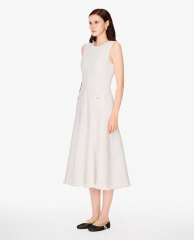  GIGI - Đầm sát nách midi cổ tròn phối túi 