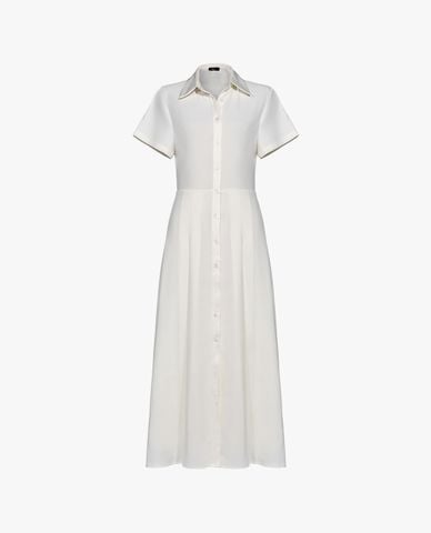  GIGI - Đầm sơ mi midi cổ bẻ tay ngắn phối khuy cài 