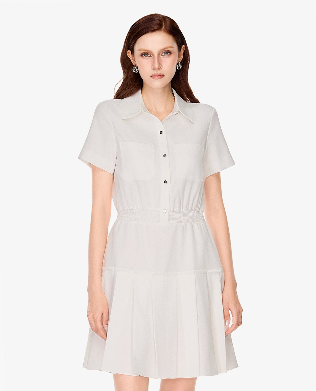 GIGI - Đầm sơ mi mini cổ bẻ tay ngắn