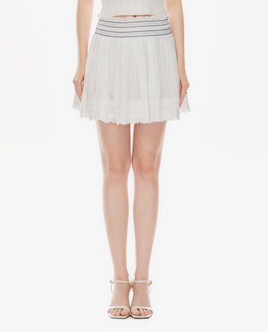  GIGI - Chân váy chữ A mini phối viền ren 