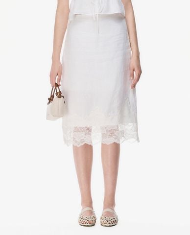  GIGI - Chân váy phom suông midi phối ren 