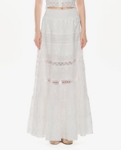  GIGI - Chân váy xếp tầng maxi phối ren 