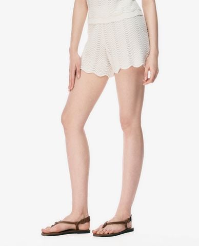  GIGI - Quần shorts ngắn nữ dệt kim viền gợn sóng 