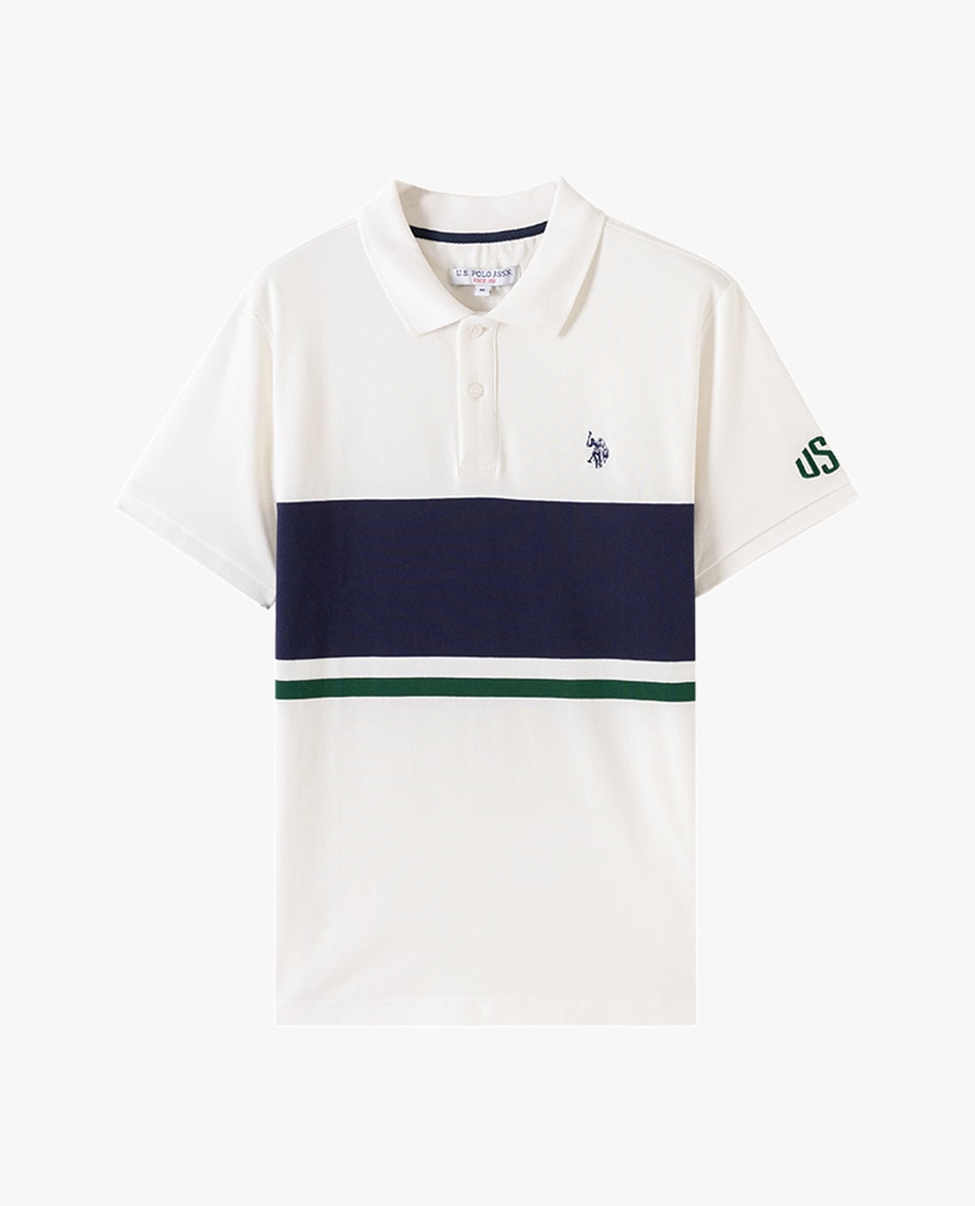 USPA - Áo polo nam cổ bẻ tay ngắn sọc ngang