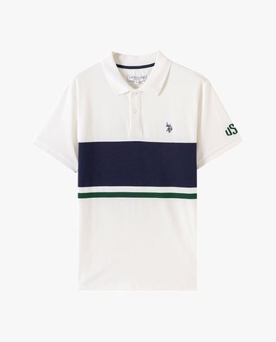  USPA - Áo polo nam cổ bẻ tay ngắn sọc ngang 