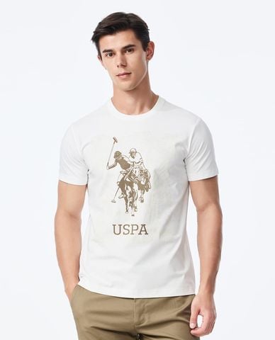  USPA - Áo thun nam cổ tròn tay ngắn in logo 