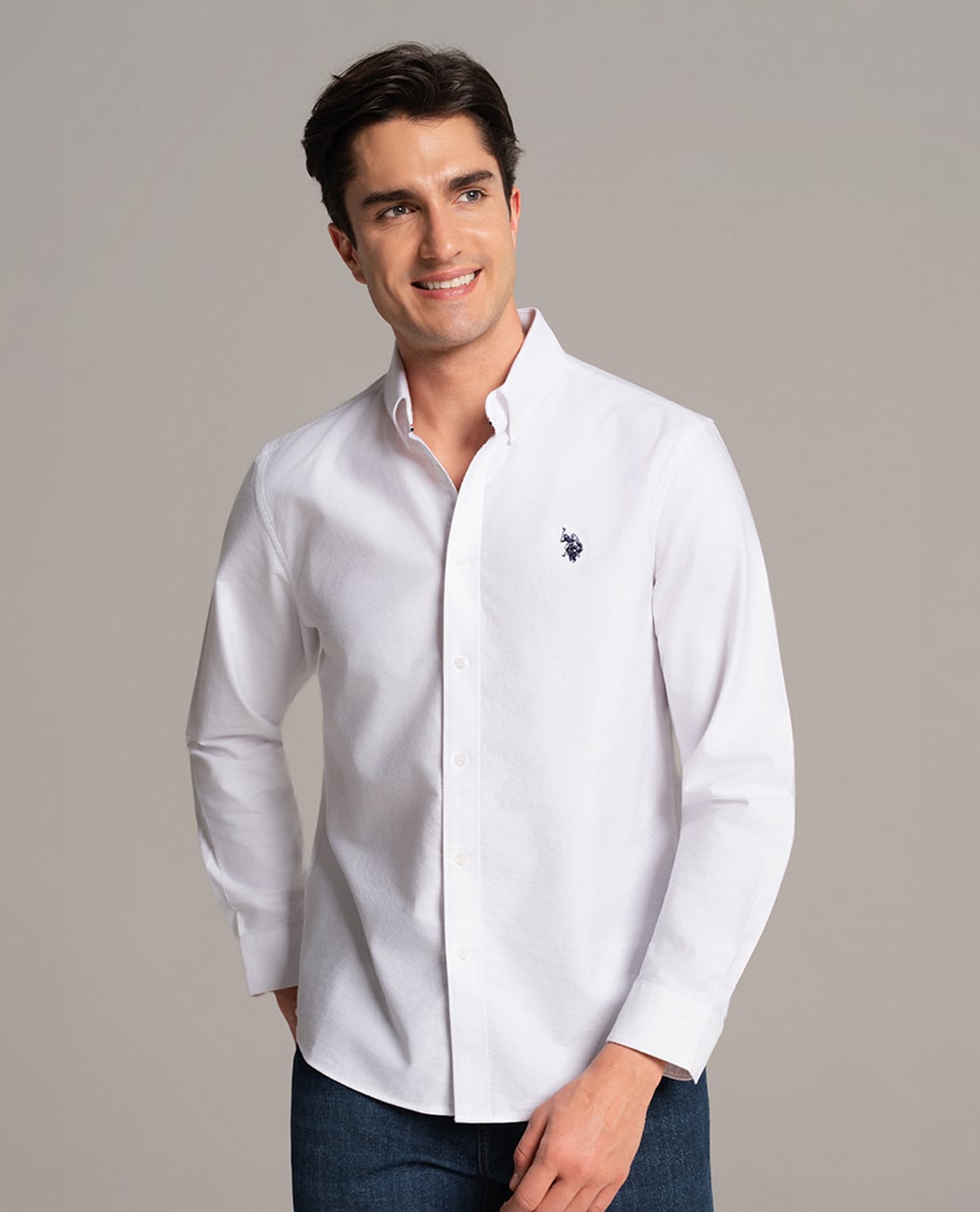 USPA - Áo sơ mi nam cổ bẻ tay dài thêu logo