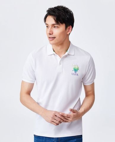  USPA - Áo polo nam cổ bẻ tay ngắn in logo chuyển màu 