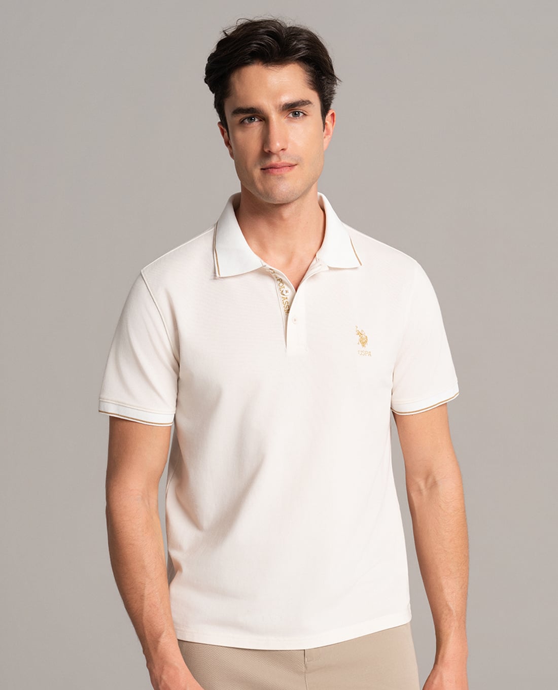 USPA - Áo polo nam cổ bẻ tay ngắn phối viền