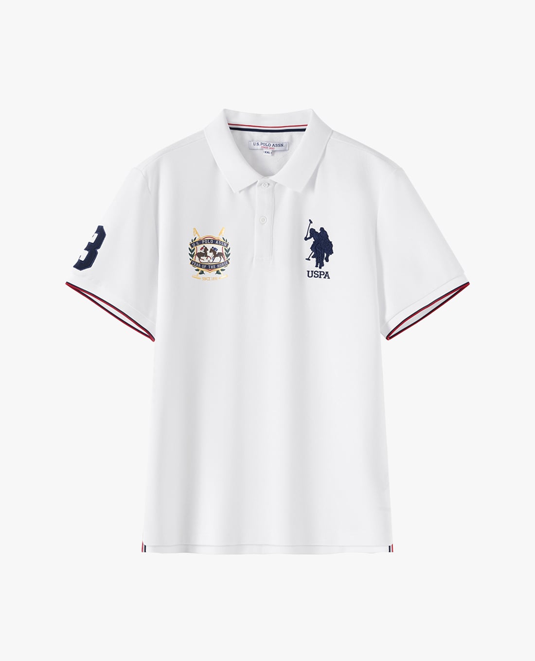 USPA - Áo polo nam cổ bẻ tay ngắn phối viền thêu logo
