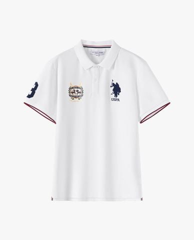  USPA - Áo polo nam cổ bẻ tay ngắn phối viền thêu logo 