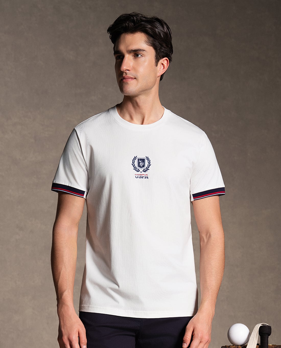 USPA - Áo thun nam cổ tròn tay ngắn in logo