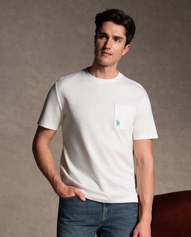  USPA - Áo thun nam cổ tròn tay ngắn phối túi 