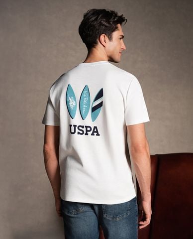  USPA - Áo thun nam cổ tròn tay ngắn phối túi 