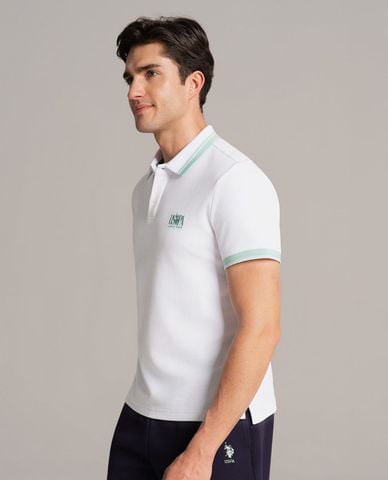  USPA - Áo polo nam tay ngắn phối viền thêu logo 