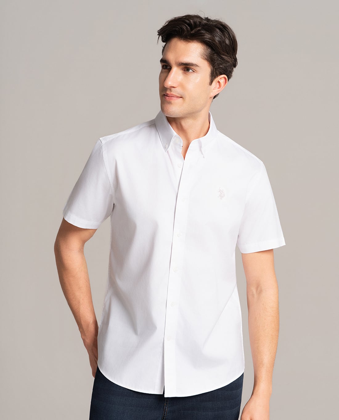 USPA - Áo sơ mi nam cổ bẻ tay ngắn thêu logo