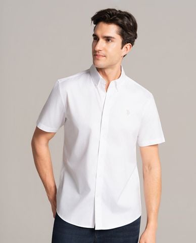  USPA - Áo sơ mi nam cổ bẻ tay ngắn thêu logo 