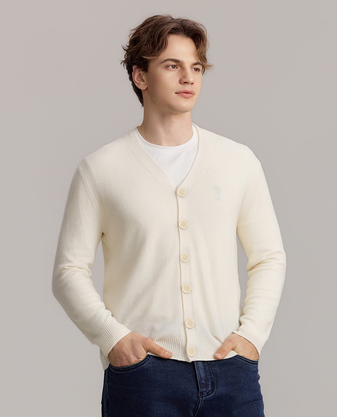 USPA - Áo khoác dệt kim nam tay dài cài nút