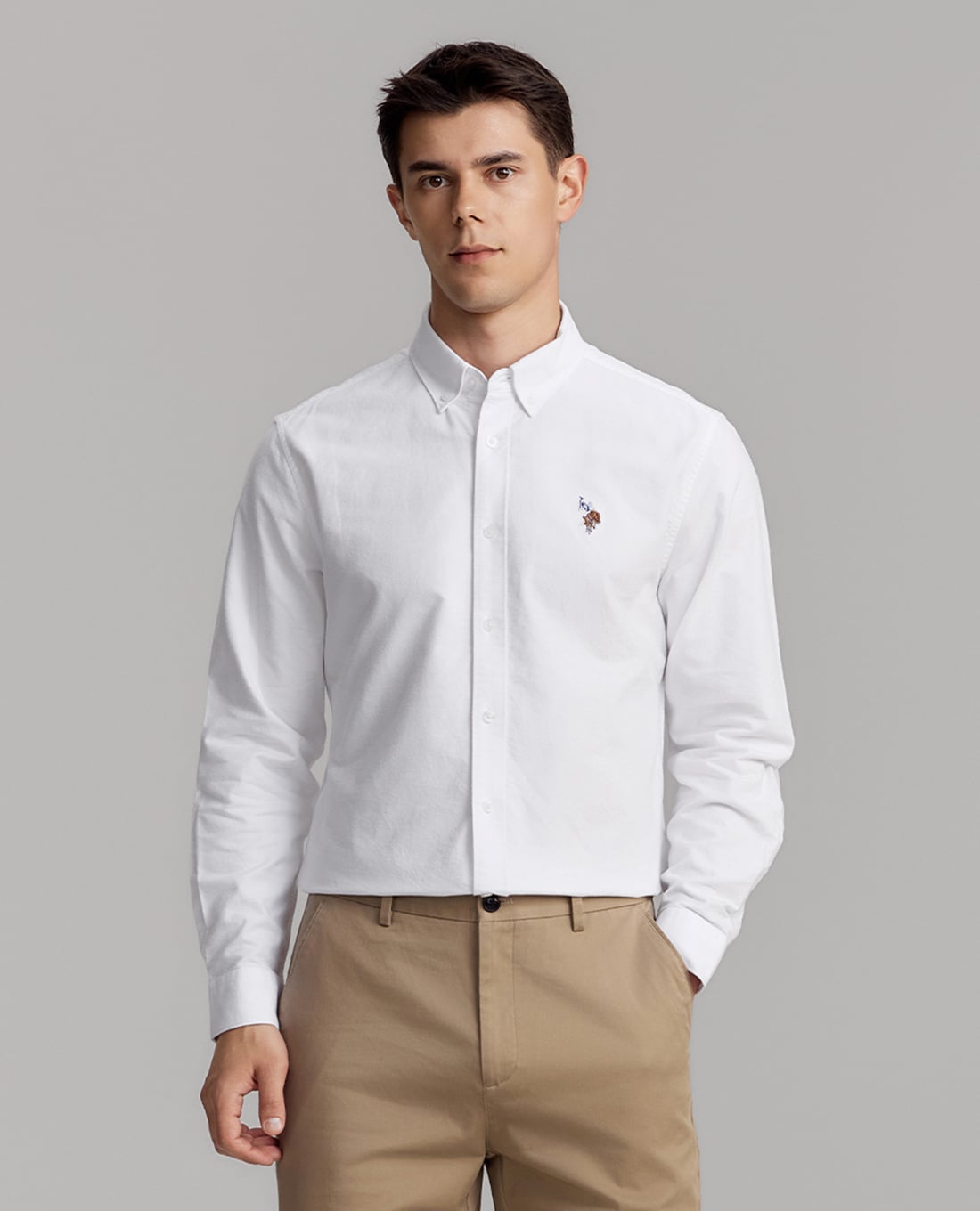 USPA - Áo sơ mi nam cổ bẻ tay dài thêu logo