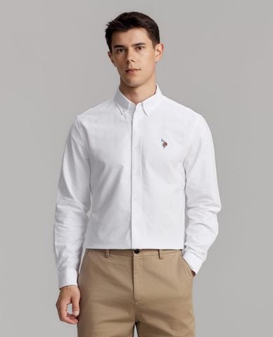  USPA - Áo sơ mi nam cổ bẻ tay dài thêu logo 