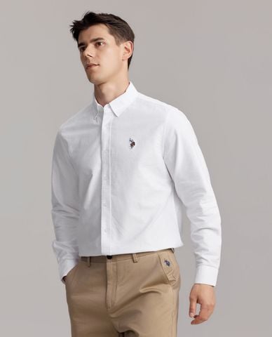  USPA - Áo sơ mi nam cổ bẻ tay dài thêu logo 