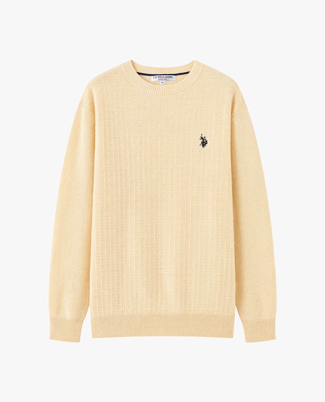 USPA - Áo dệt kim nam cổ tròn tay dài thêu logo