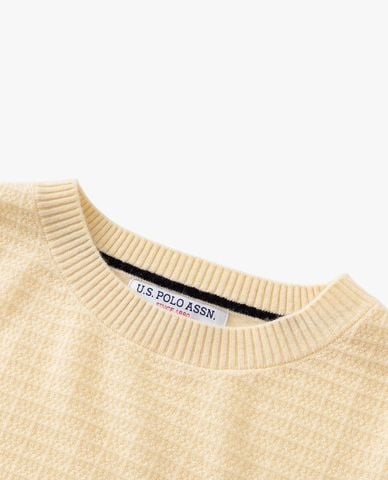  USPA - Áo dệt kim nam cổ tròn tay dài thêu logo 