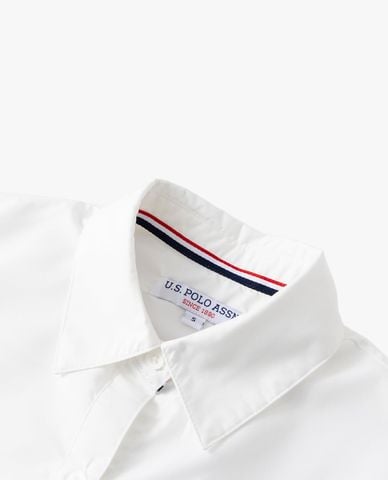  USPA -  Đầm sơ mi midi tay dài phối đai lưng 
