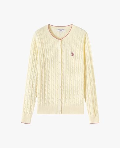  USPA - Áo khoác cardigan nữ tay dài phối viền 