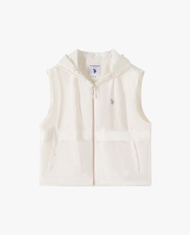  USPA - Áo khoác gilet nữ phối mũ in logo 