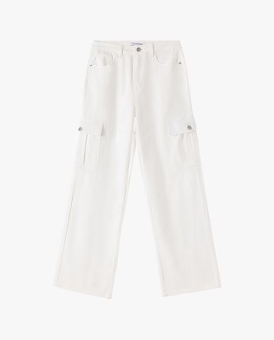  USPA - Quần jeans nữ ống rộng phối túi hộp 