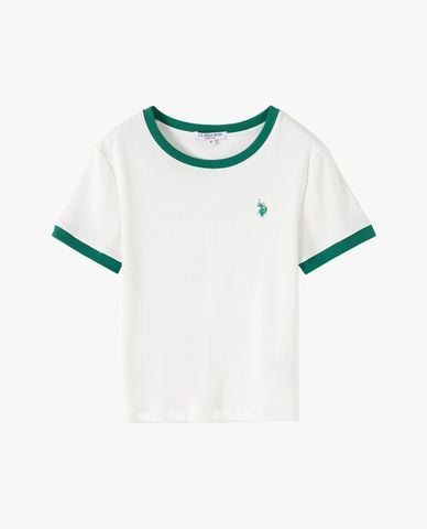  USPA - Áo thun nữ cổ tròn tay ngắn phối viền 