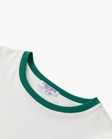  USPA - Áo thun nữ cổ tròn tay ngắn phối viền 