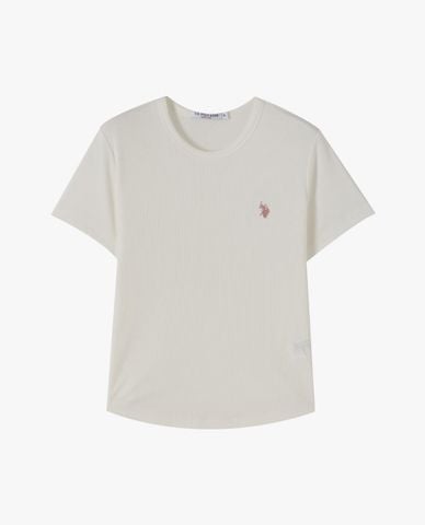  USPA - Áo thun nữ cổ tròn tay ngắn thêu logo 