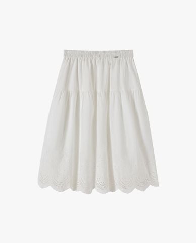  USPA - Chân váy chữ A midi lưng thun họa tiết đục lỗ 
