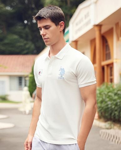  USPA - Áo polo nam cổ bẻ tay ngắn thêu logo 