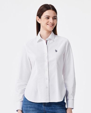  USPA - Áo sơ mi nữ cổ bẻ tay dài thêu logo 