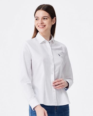  USPA - Áo sơ mi nữ cổ bẻ tay dài thêu logo 