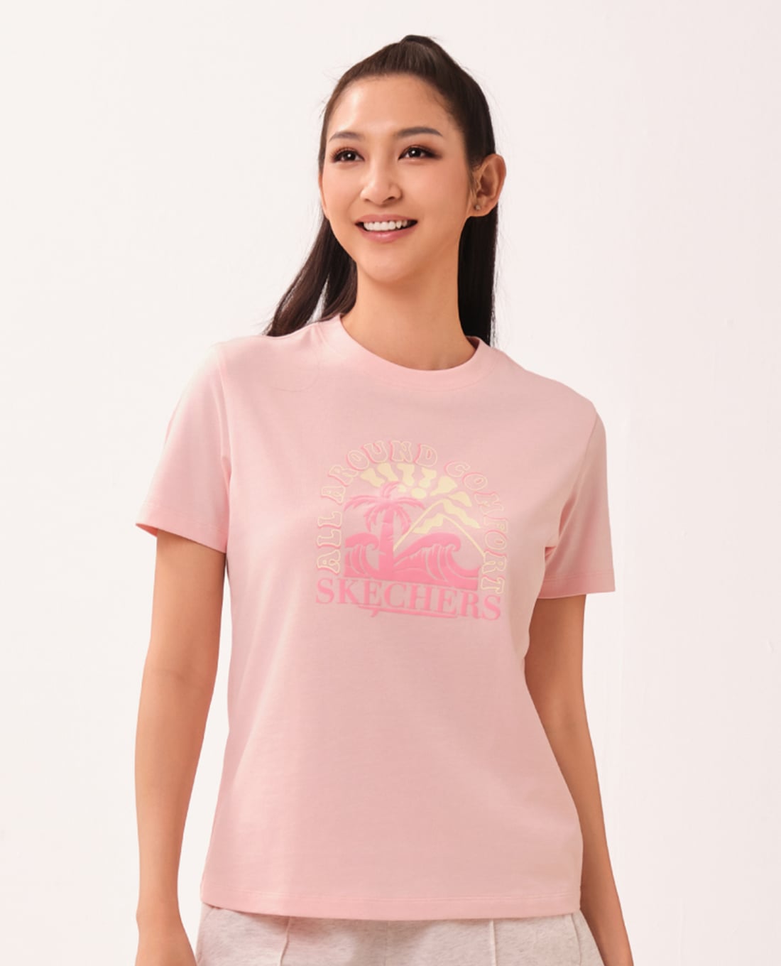 SKECHERS - Áo thun nữ cổ tròn tay ngắn Cali Summer Iconic