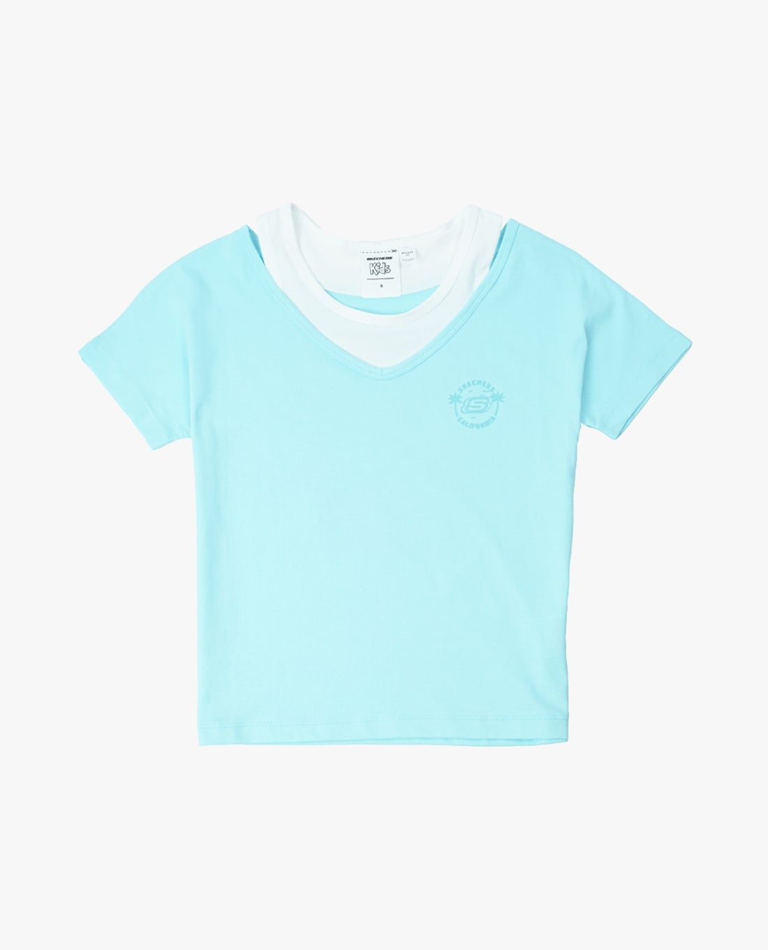 SKECHERS - Áo thun bé gái cổ V tay ngắn phối layer