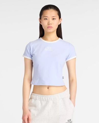  NEW BALANCE - Áo croptop nữ cổ tròn tay ngắn Linear Heritage 