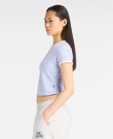  NEW BALANCE - Áo croptop nữ cổ tròn tay ngắn Linear Heritage 