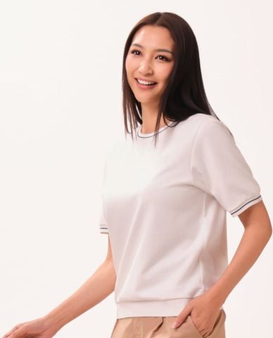  SKECHERS - Áo thun nữ cổ tròn tay ngắn Lounge 