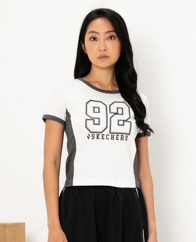  SKECHERS - Áo croptop nữ cổ tròn tay ngắn 