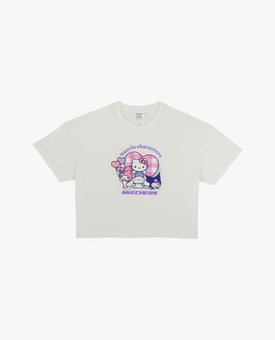  SKECHERS - Áo croptop bé gái cổ tròn tay ngắn Sanrio 