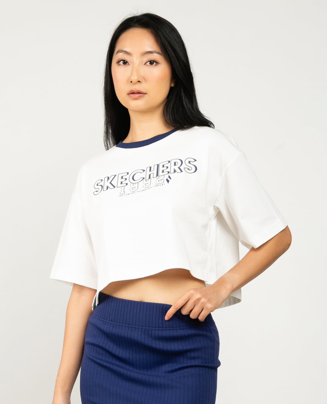 SKECHERS - Áo croptop nữ cổ tròn tay ngắn Authentic